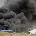 Smoke was billowing into the year until the fire was contained. Picture: STEWART CHAMBERS