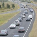 Traffic delays from the Cardinia Road overpass. 92208 Picture: STEWART CHAMBERS