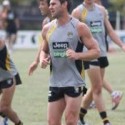Star Tiger Chris Newman drop-punted in Pakenham on Wednesday to promote an open training session in town later this month.