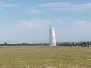 Water burst soars high in Pakenham