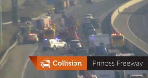 Car fire on Princes Freeway