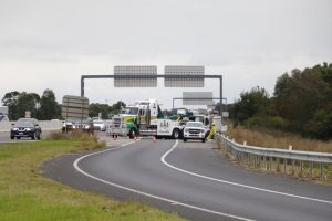 Truck collision rips up railing