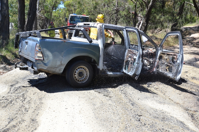 Emergency crews tackle car fire