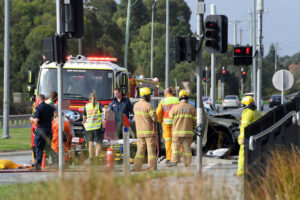Emergency crews rescue person trapped in vehicle